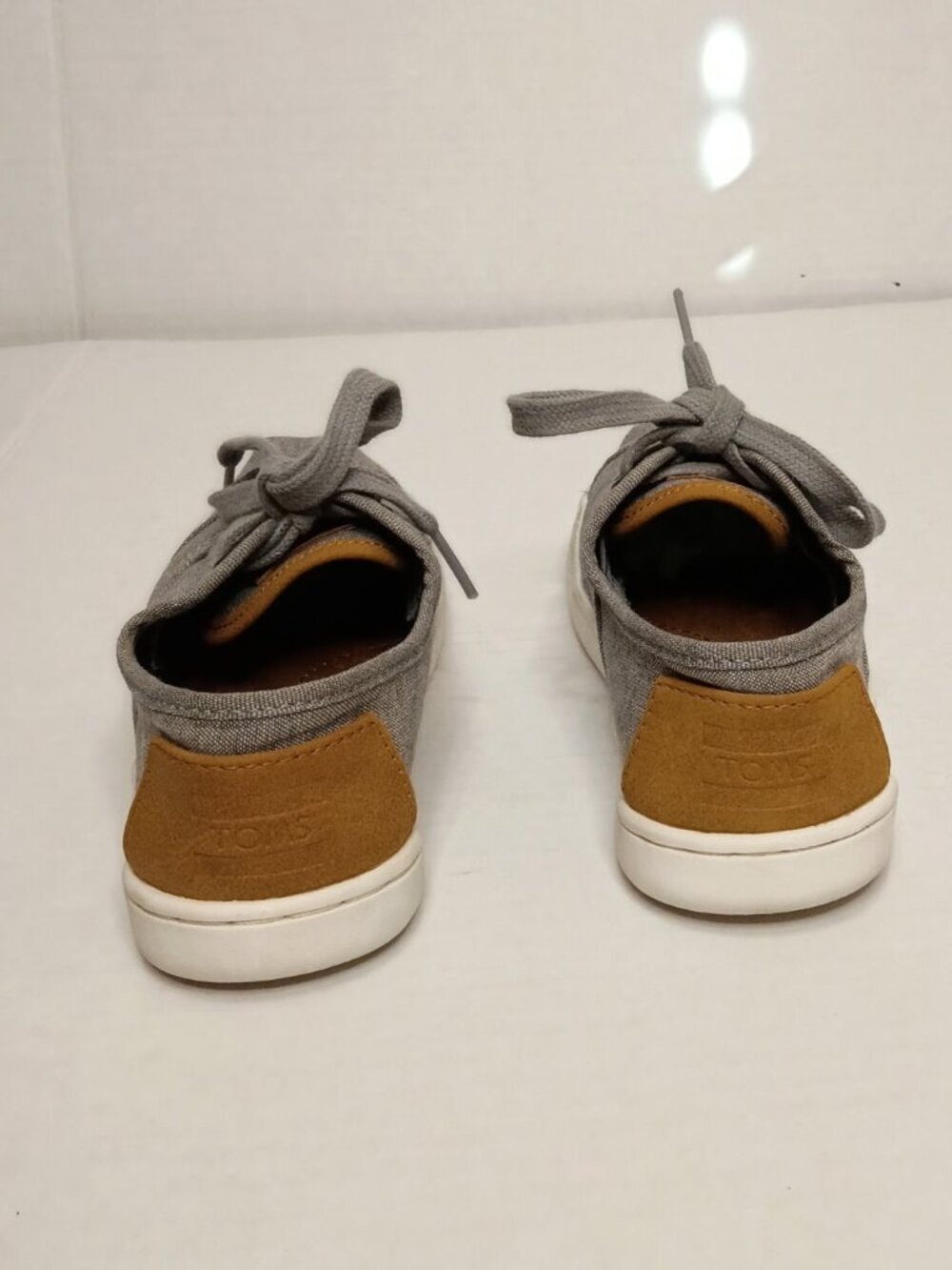 TOMS Youth Cordones Grey Canvas Lace Up Sneakers Size 13 - Picture 5 of 8